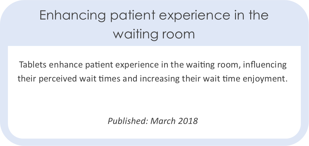 Enhancing patient experience in waiting room
